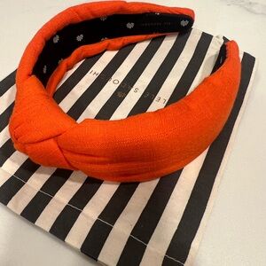 Lele Sadoughi orange linen knotted headband